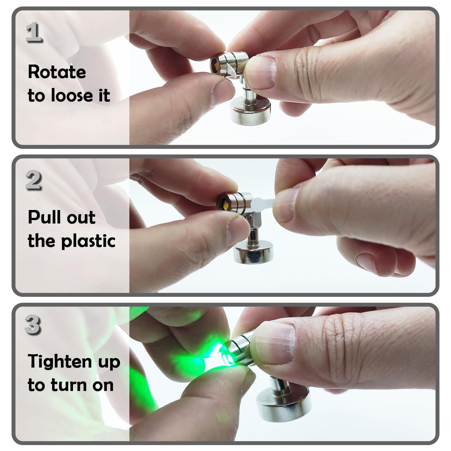 Suzeyar Metal Miniature LED Lights,Tiny Spot Light with Magnet Base,Battery Operated LED Lights,Wireless Miniature Spot Light for Artwork Painting,Jewelry Showcase,DIY Hand Craft (Green)