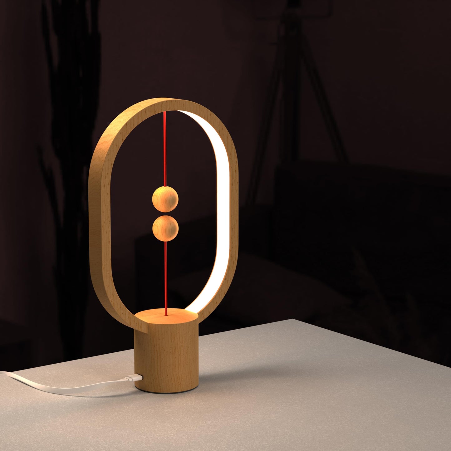 Xhope4u Bedroom Lamps - Mini Balance Lamps, Birthday Gifts, Bedside and Nightstand Lights, Plug-in Night Lights with Magnetic Base for Home, Office, and College Dorm (Wood Color)