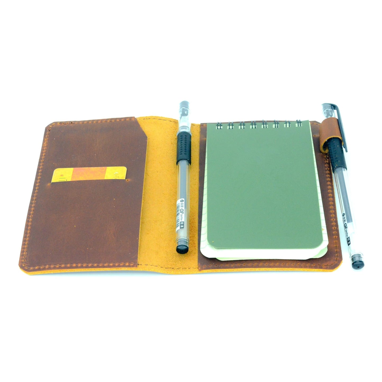 YIYUS Leather Cover Compatible with Rite in the Rain & Rocketbook Mini Notebooks, Top Bound Spiral Notebook Cover, Memo Notepads Holder Leather Cover for 4'' x 6'' Pocket Notepad With Pen Holder Brown