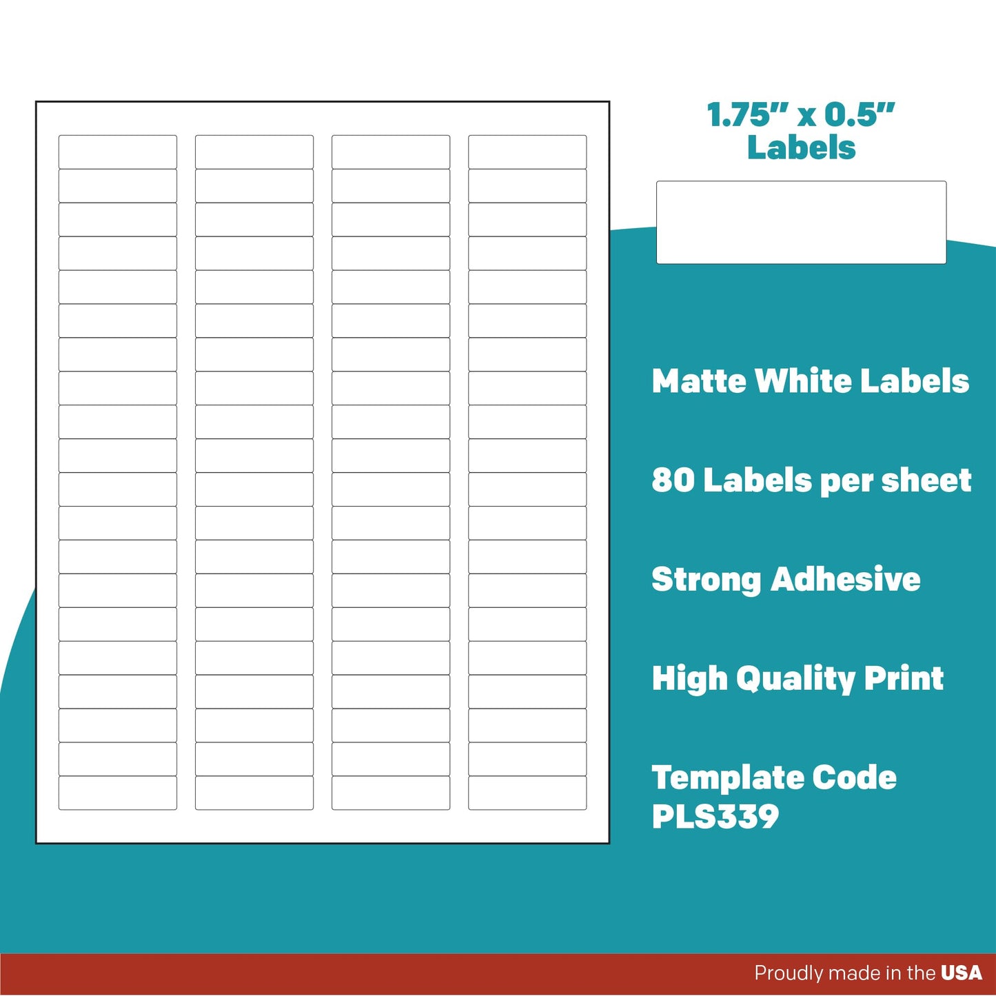 Premium Label Supply White Sticker Return Address Labels – 1.75" x .5" – Laser/Inkjet Compatible – (80 per Sheet), 25 Sheets – 2000 Total Adhesive Labels