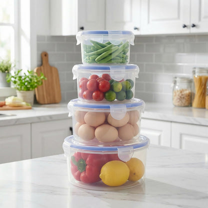 Food Storage Containers 4Pcs, Airtight and Leak-Proof, Airtight Plastic Containers, Leakproof Containers Set, Multi-Size for Kitchen and Meal Prep(Clear)