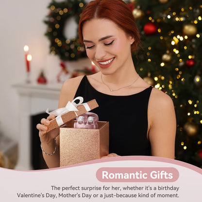 Kinglucky ClipFree Open-Ear Headphones with Diamond Earrings, Ultra-Comfort & Snug Fit Clip On Earbuds, 40H Playtime Bluetooth 5.4 Wireless Headphones for Women Sports,Glasses Gifts (Rose Gold)