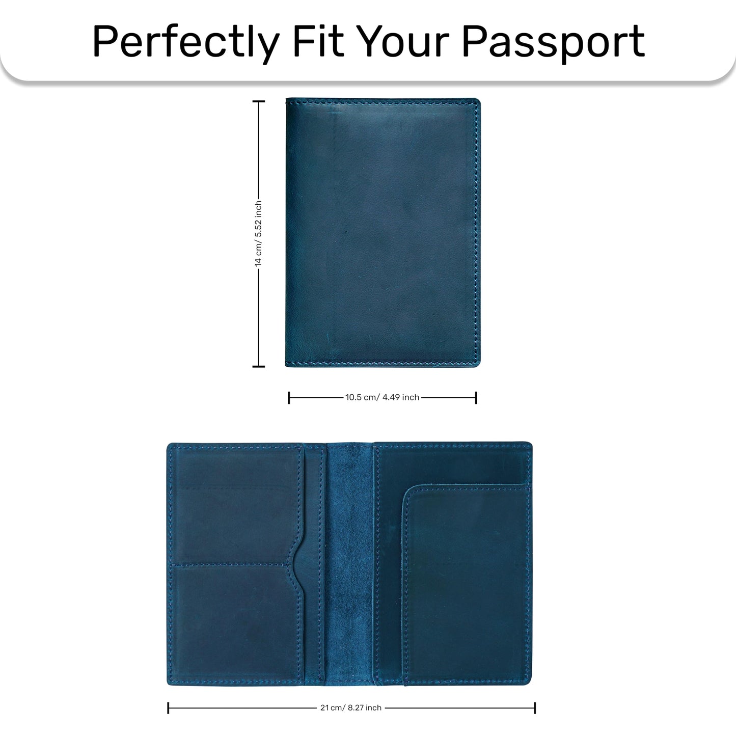 HIFA Leather Passport Holder, Handmade Passport Cover with Card and Ticket Slot - Genuine Leather, Elegant Design, Easy Access - Passport Case, Passport Wallet, Passport Holder