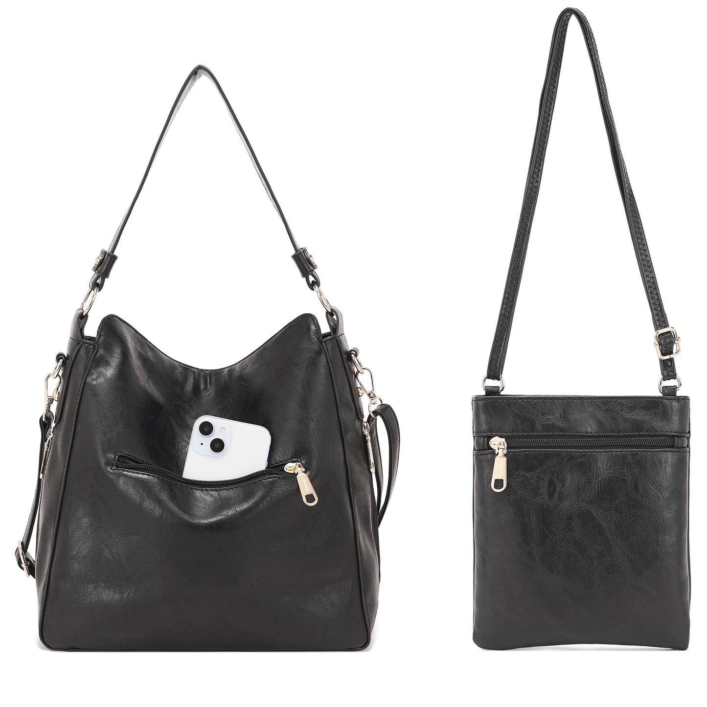 Purses For Women Handbags And Wallet Set Large Hobo Crossbody Bag Ladies Purse Totes 4 PCS Black