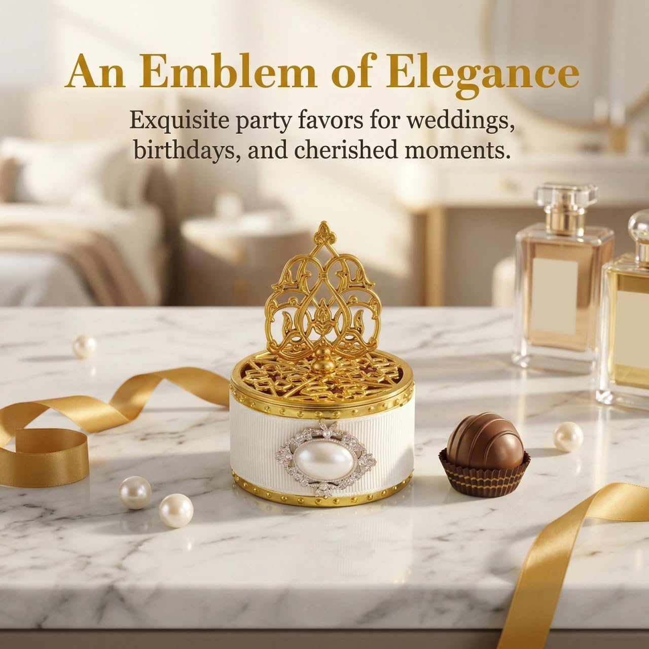 HOLIDYOYO 12pcs Gold Party Favor Boxes Fancy Candy Box Decorative Treat Box European Style Favor Container for Wedding Birthday Anniversary Party