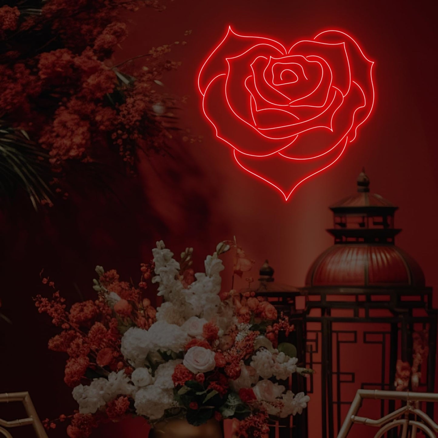 Heart Rose Neon Sign, Heart Rose Led Sign, Wedding Wall Decor, Valentine'S Day Decorations Gifts for Lover,Bedroom Bar Living Room Party, Wedding Anniversaries Party, Marriage Proposal