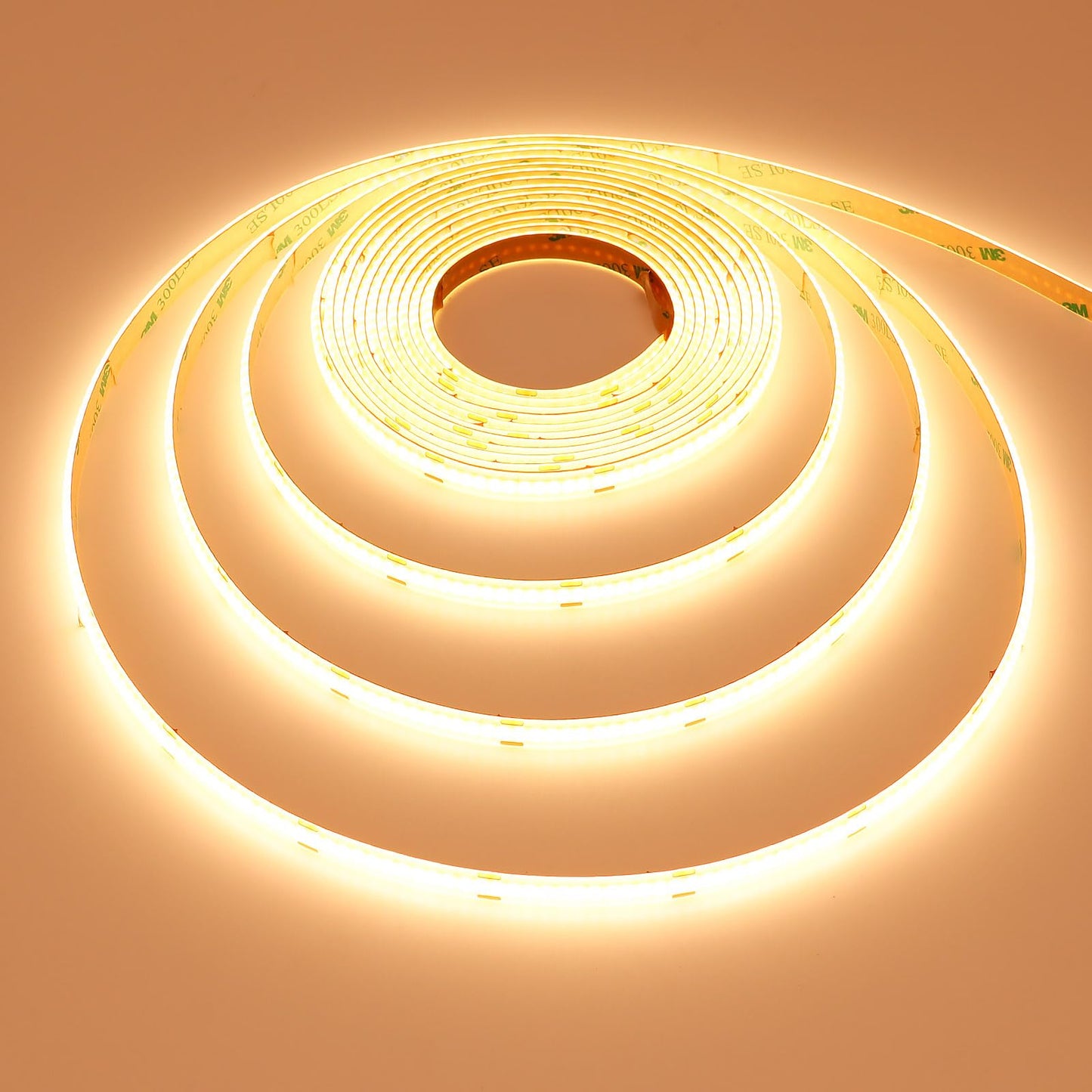 GOMING DC 12V COB LED Strip Light Warm White 3000K IP65 Waterproof 16.4ft(5M) 1560LEDs CRI 93+ Uniform Glow Flexible LED Tape Lights for DIY Bedroom Kitchen Home Decor(No Power Supply)