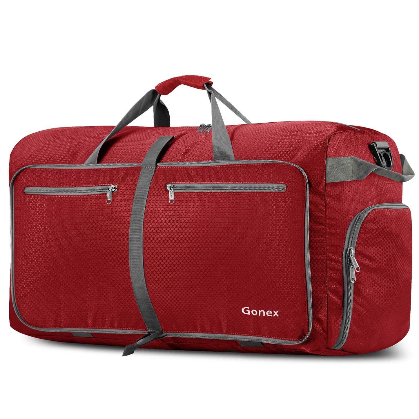 Gonex 100L Large Foldable Travel Duffle Bag with Shoes Compartment, Packable Lightweight Water Repellent Duffel Bag for Camping Gym Weekender Bag Red