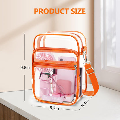 Blvornl Clear Crossbody Bag with Adjustable Shoulder Strap, Stadium Approved PVC Purse Bag, Messenger Bag