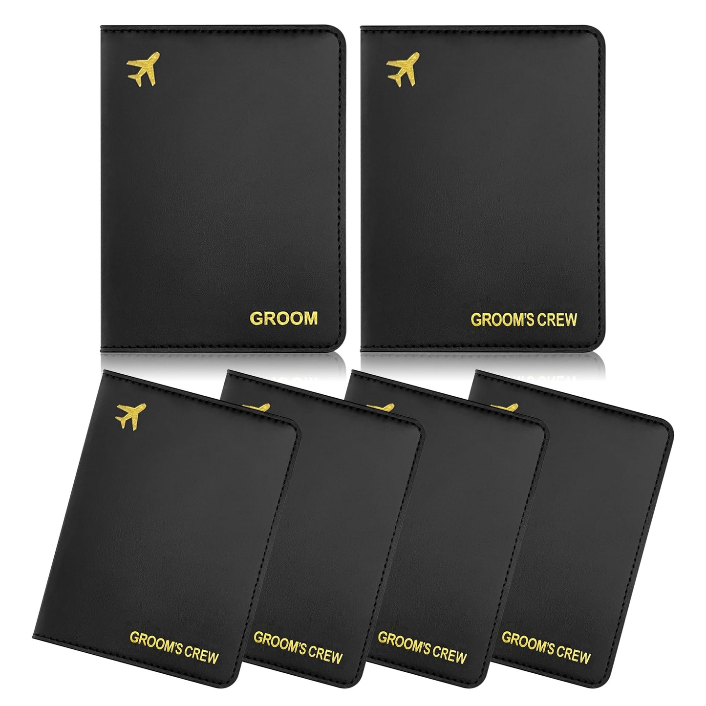 Groomsmen Gifts Passport Holders - Groom's Crew Gold Hot Stamping | PU Leather Travel Wallet | Bachelor Party Proposal Gift for Groomsman