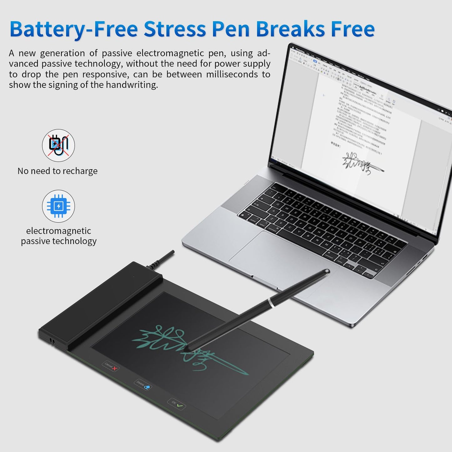 Visualible Signature Pad E-Signature on Word, Excel, PowerPoint and PDF with Timestamp 6x4 Inch Writing Area with Battery-Free Stylus Pen Suitable for Windows