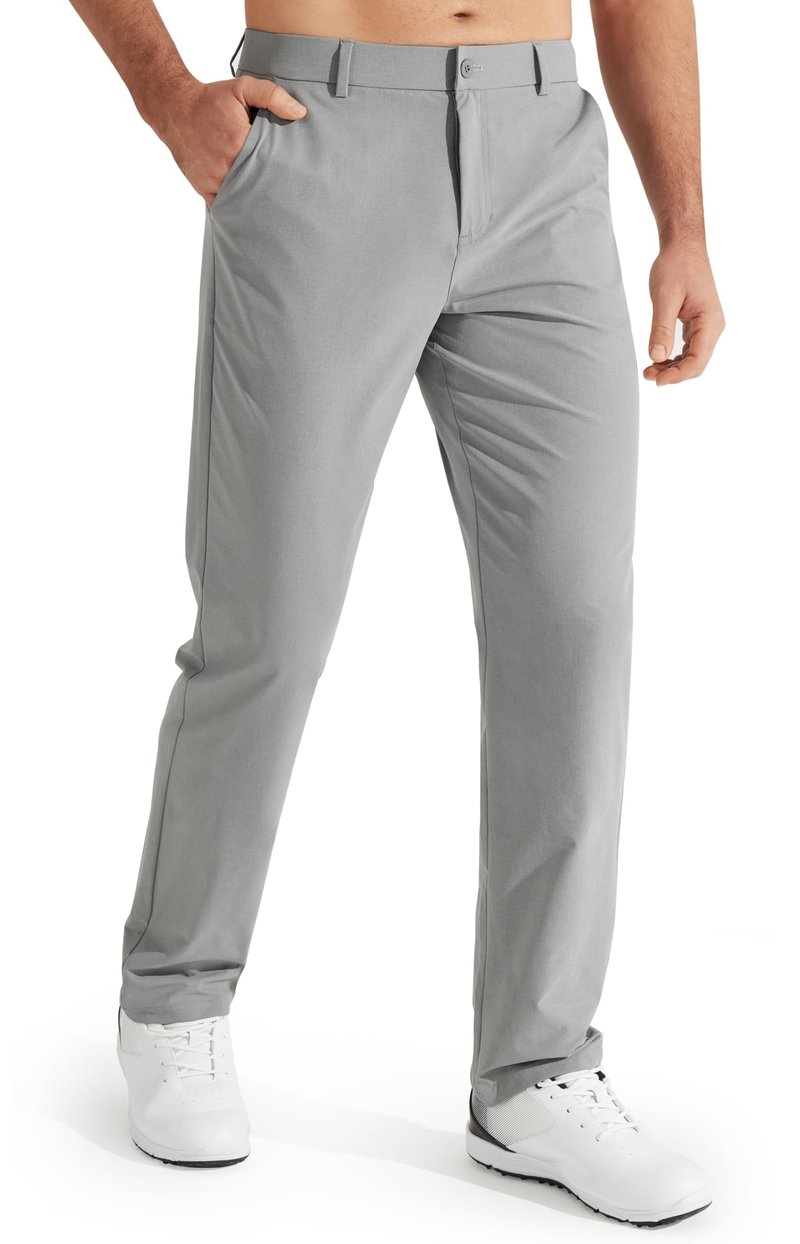 Libin Mens Golf Pants Stretch Work Dress Pants 30" Quick Dry Lightweight Business Casual Pant for Men Comfy Water Resistant, Light Grey, 38W x 30L