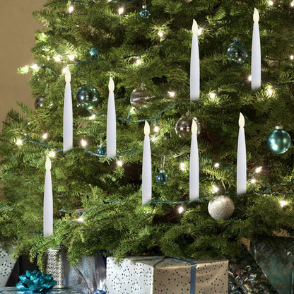 Angoily 12 Pcs Flameless Led Taper Candles Battery Operated Christmas Tree Lights Electric Fake Candles for Holiday Home Garden Wedding Parties Decor Includes Clips Fishing Line, Warm Led Lights