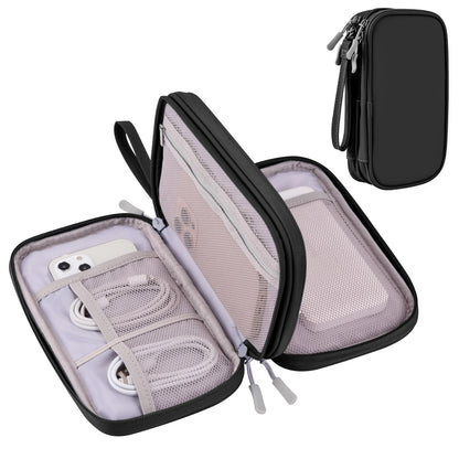 DDgro Travel Accessories Organizer Electronics Pouch for Keeping Certificates Charger/Power Bank/Cables/Mouse/Earphone (Medium, Black)