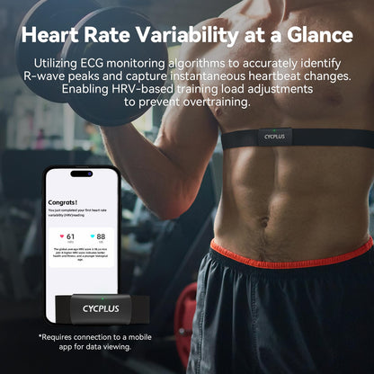 CYCPLUS Heart Rate Monitor Chest Strap H2Pro, Bluetooth ANT+ Heart Rate Monitor Chest Sensor with 500h Battery, IPX7 Waterproof and Dustproof, HRM Works with Strava/CYCPLUS App