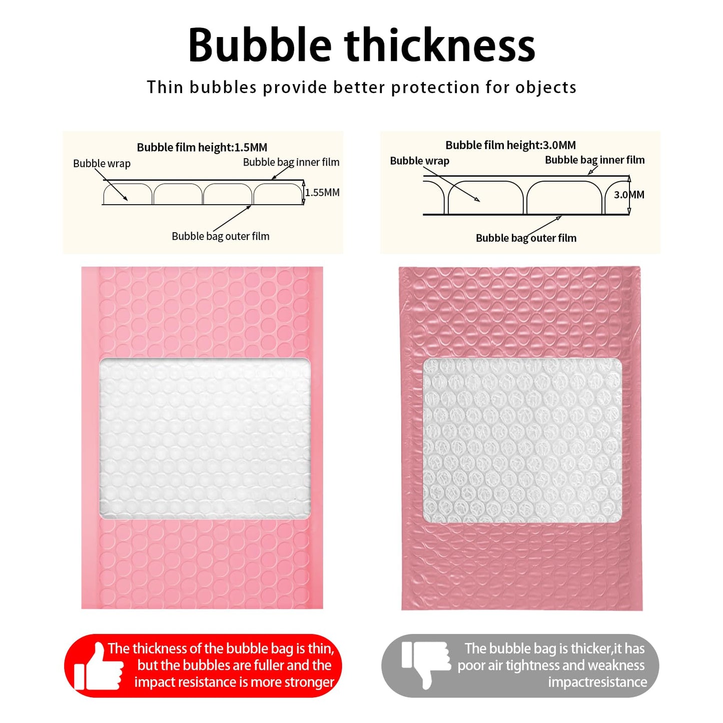 Bubble Mailers, 4x7 Inch Padded Bubble Mailers Pack of 100 Bubble Envelopes Opaque Self Seal Adhesive Waterproof Bags for Shipping and Packaging (Pink, 4x7-100Pc)