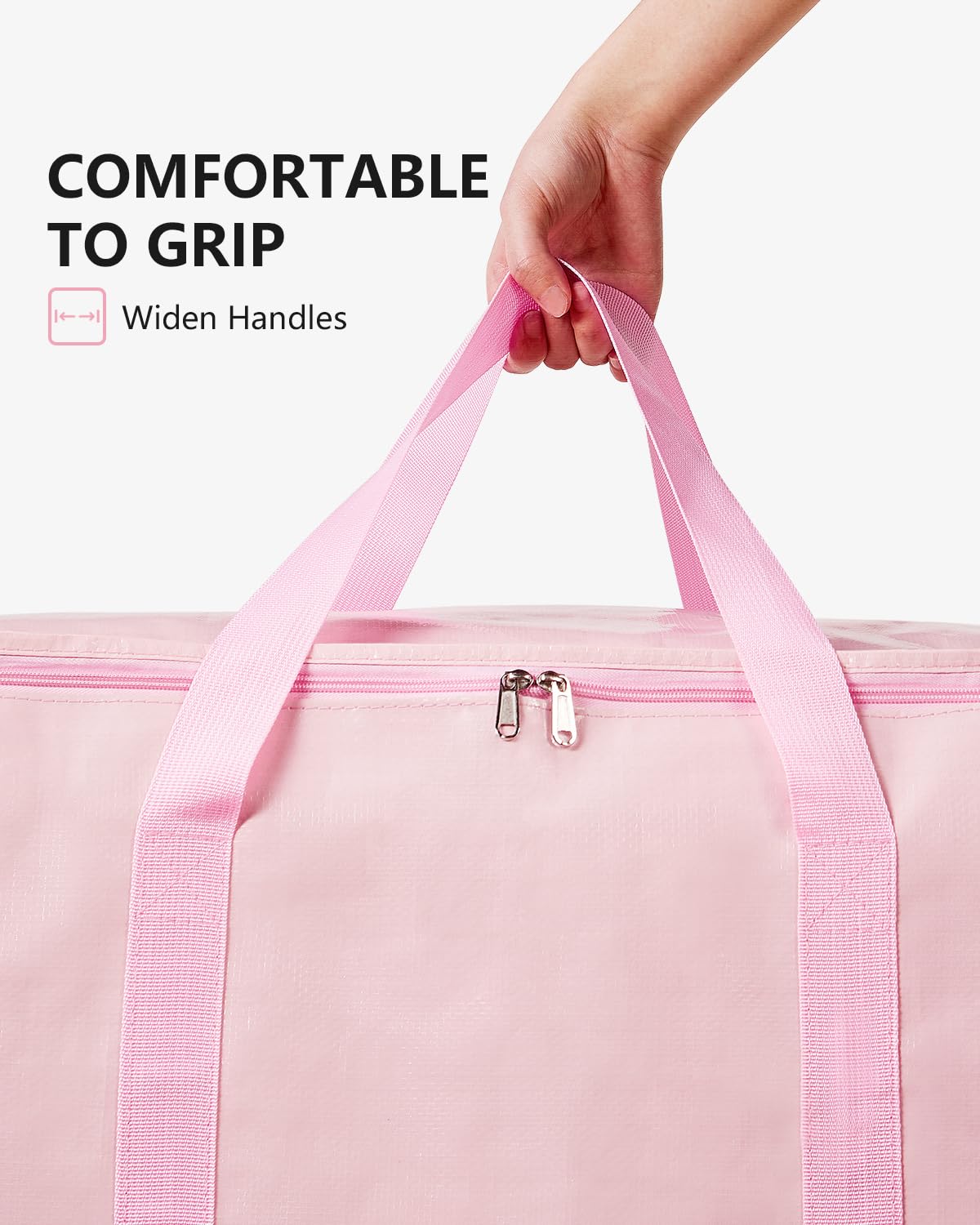 DAYSEON Heavy Duty Moving Bags Extra Large, Premium Storage Bags with Durable Zippers, Reinforced Handles, Moving Supplies for Clothes, Bedding, College Dorm Essentials, 8 Pack Pink
