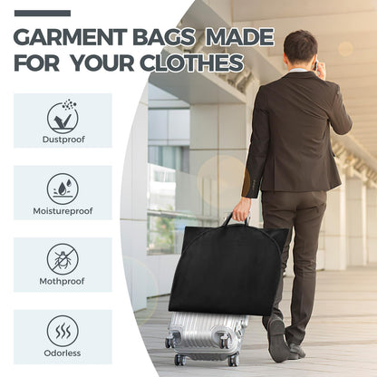 2 pcs 43" Garment Bags for Travel, Suit Bags for Clothing Storage with 2 Handle, Garment Bags for Hanging Clothes Covers with 4" Gussets for Coats, Jackets, Shirts, Sweater