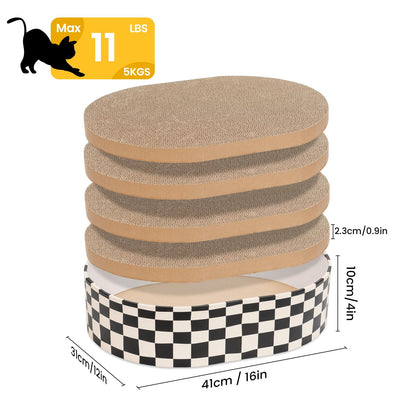 Conlun Cat Scratcher Box with 4 Cat Scratching Board Reversible Scratch Pad, Heavy Duty Corrugated Cardboard Pet Bed Lounger Kitty Scratchers for Indoor, Protects Furniture,Kittens Gifts-Large
