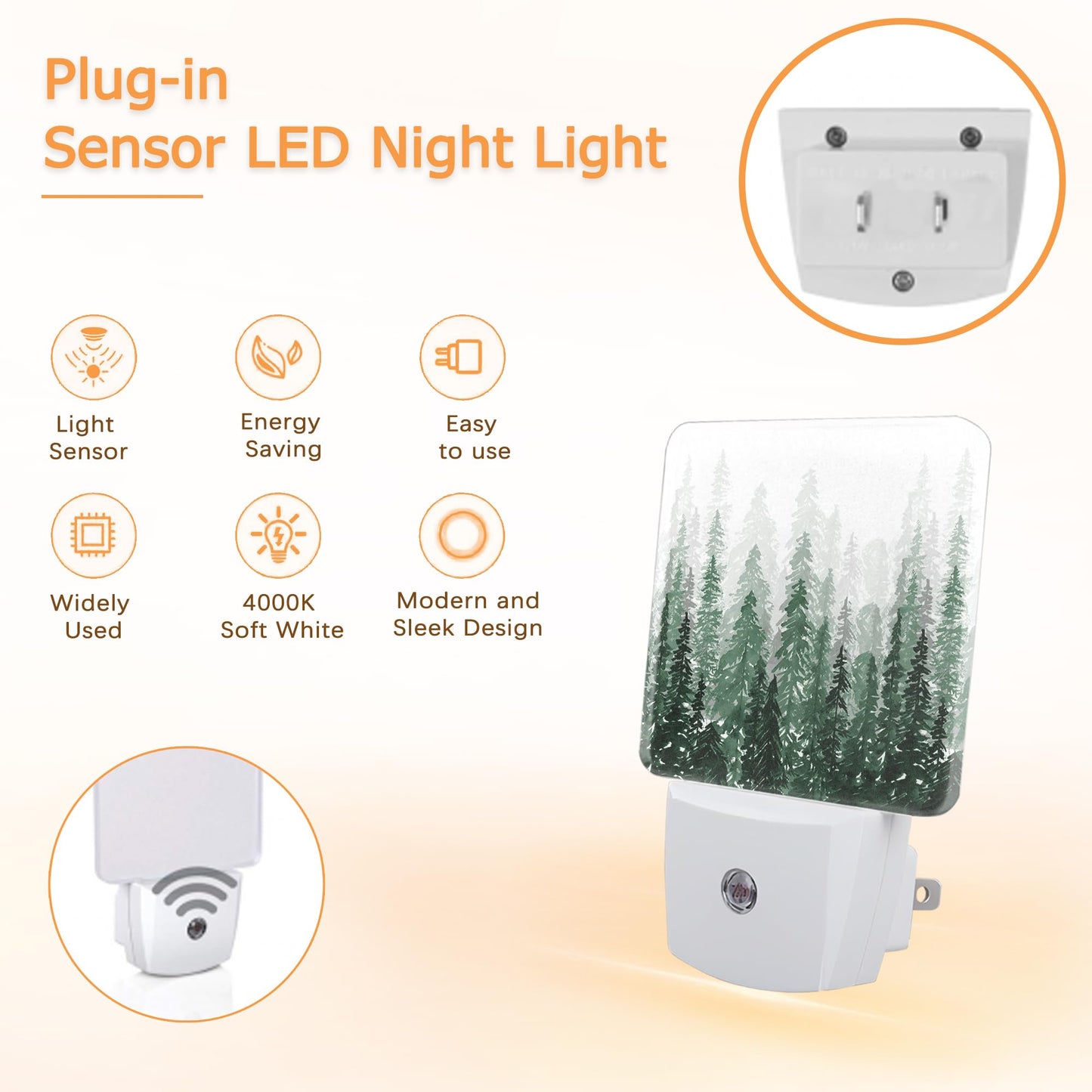 YASHILAIYA Forest Night Light,Christmas Tree Night Lights Plug into Wall Night Lights for Boys Girls Gifts for Stairway Hallway Bedroom 0.5W Nightlight