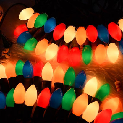 Christmas Decorations - 50 Feet C7 Vintage Christmas Lights Multicolor Christmas Tree Lights Outdoor Christmas String Lights with 50+5 Pack Bulbs for Christmas Tree Home Patio Yard Decor, E12 Base