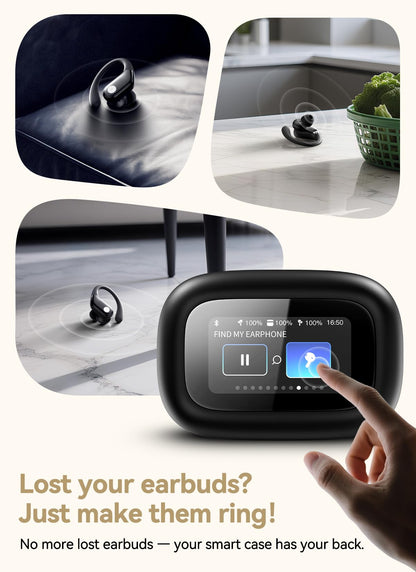 jaddsa Wireless Earbuds, ENC Noise Cancelling Ear Buds with Smart Touchscreen, Bluetooth 5.4 Headphones, Bass Stereo Sound Over-Ear Earbuds, 5 EQ Modes for Sports/Travel/Gym- Jet Black