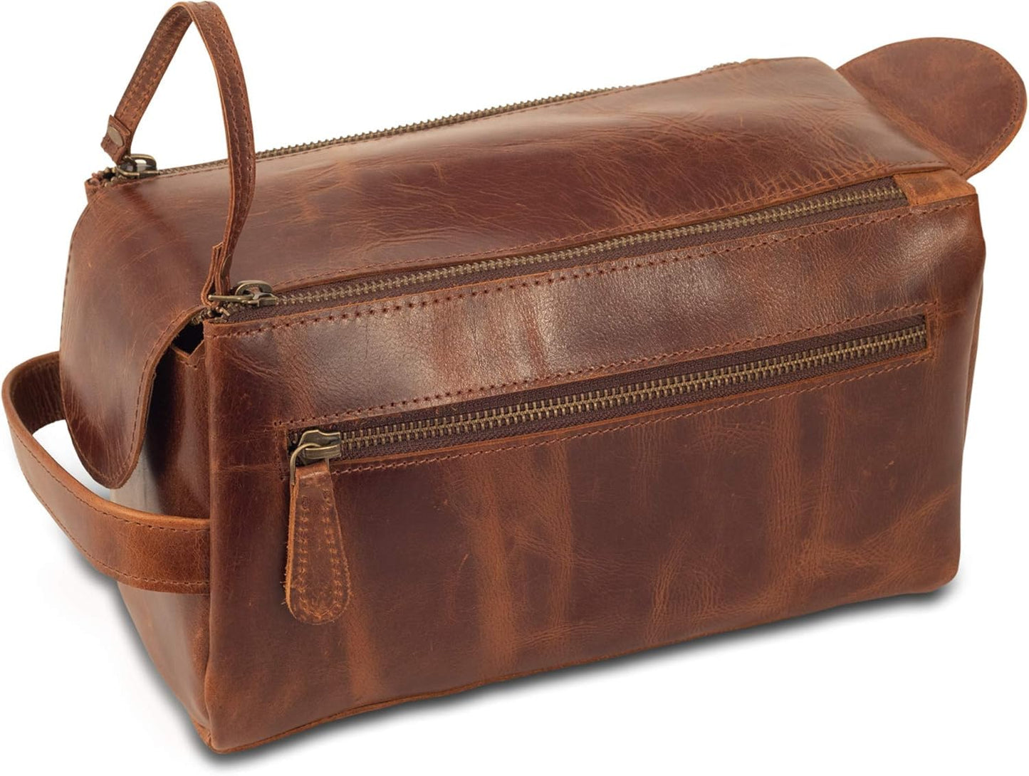MILITARIA STUFFS Premium Leather Toiletry Bag Travel Kit Unisex,Travel Mens Toiletry Bag,Mens Leather Shaving Bag, Handcrafted Vintage Shaving - Kit (Combo of 4 Items)