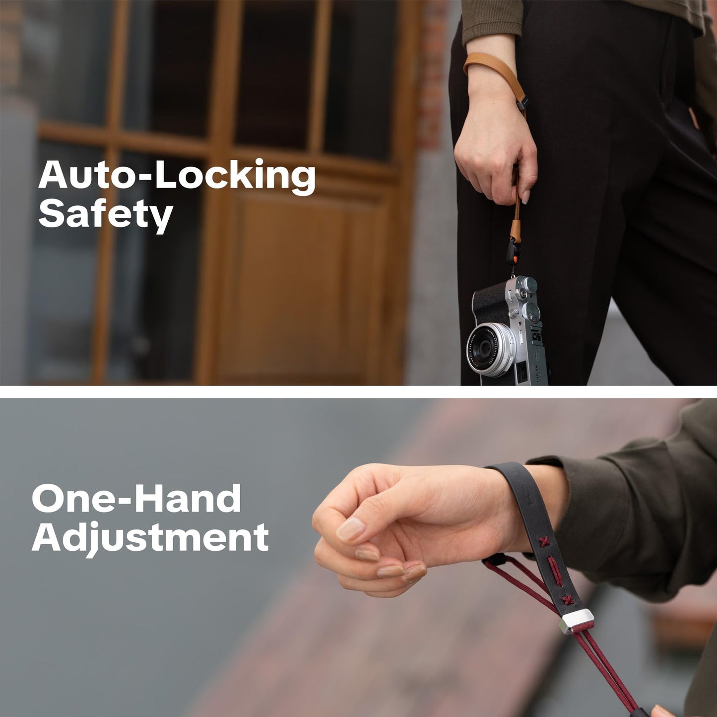 PGYTECH Camera Wrist Strap Slim Vintage Style, Adjustable Quick Release Anti-Drop Leather Hand Strap for Fujifilm/Sony/Canon Camera/Smartphone, Retro Camera Strap, 55.1lb Capacity, Midnight Black