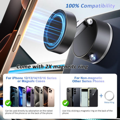 Vacuum Magnetic Car Phone Holder,360° Magnetic Suction Cup Phone Mount,Foldable Strong Magnetic Cell Phone Holder Stand for Car/Gym/Mirror/Kitchen/Smooth Surface,for Mag Safe for All Smartphones