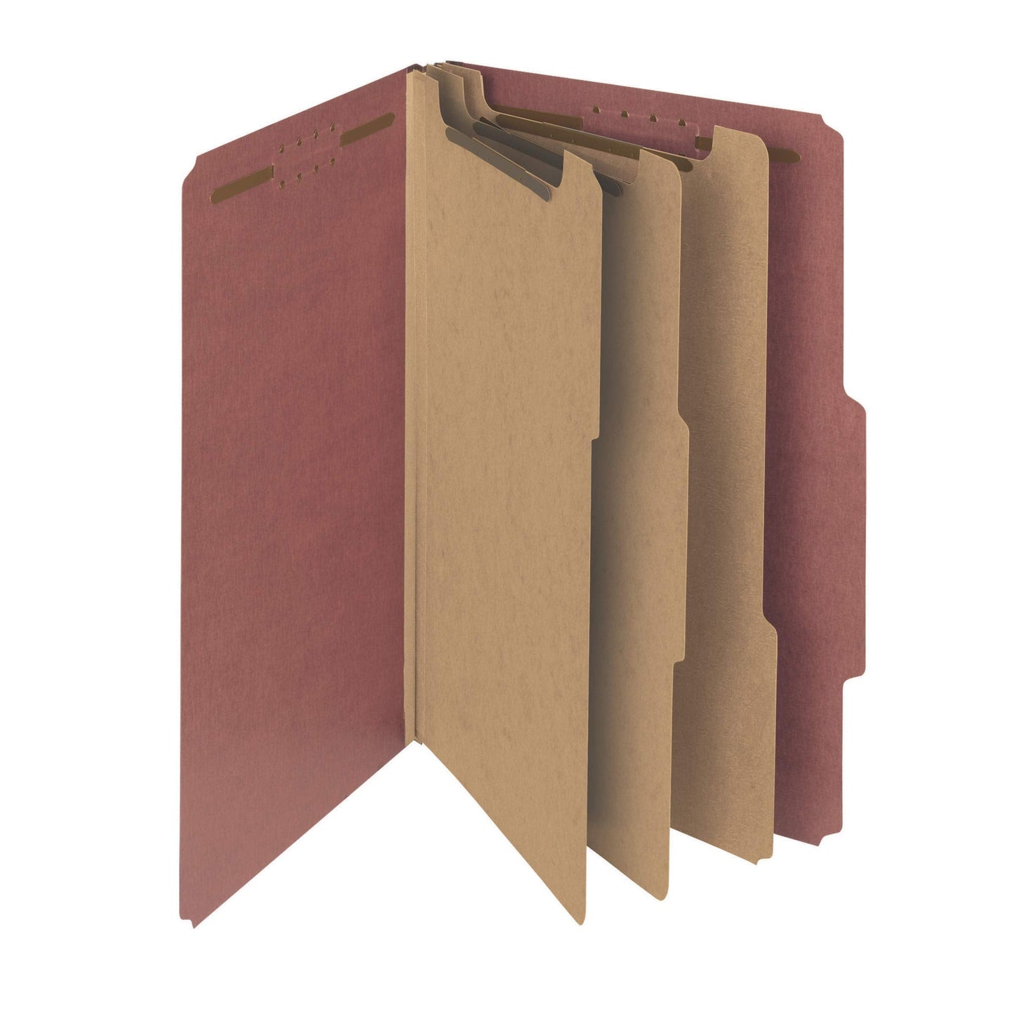 Smead 100% Recycled Pressboard Classification File Folder, 3 Dividers, 3" Expansion, Legal Size, Red, 10 per Box (19099)