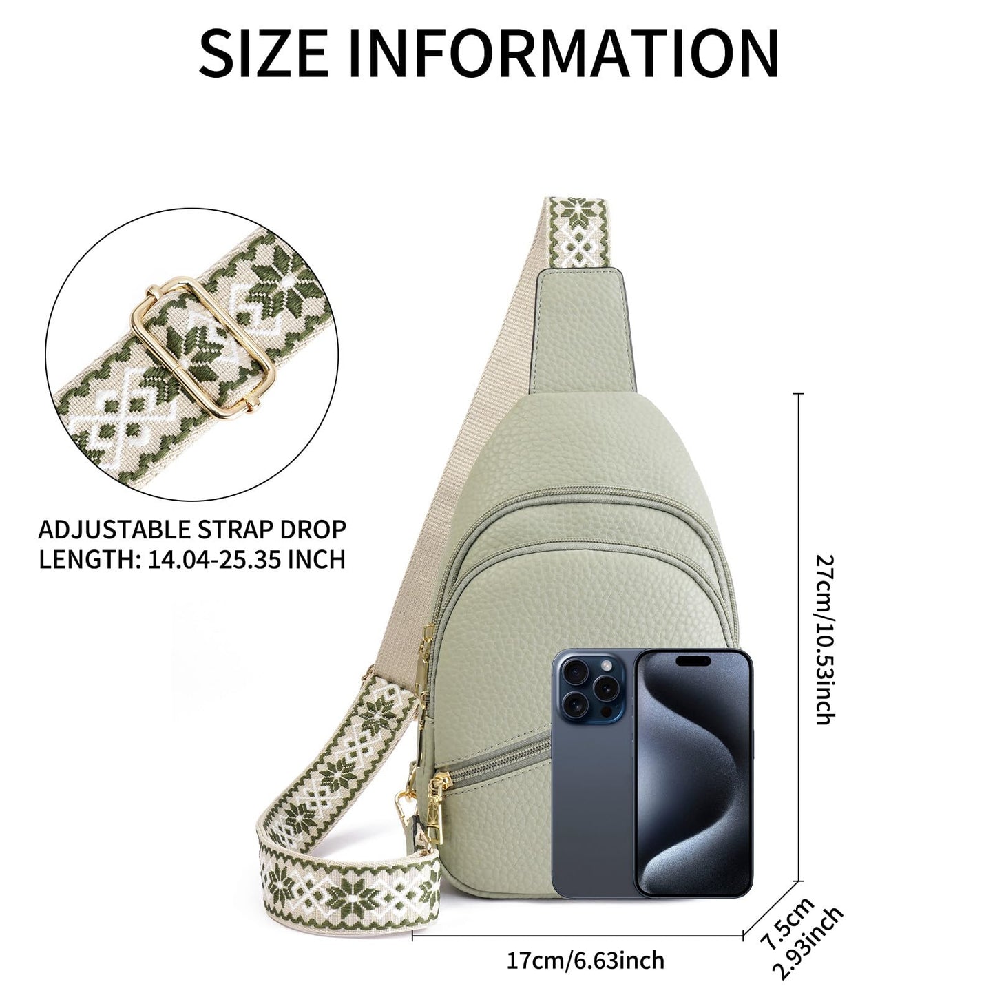 GAEKEAO Sling Bag Crossbody Bags for Women Vegan Leather Cross Body Bag Fanny Pack Chest Travel Purse with Adjustable Strap Green