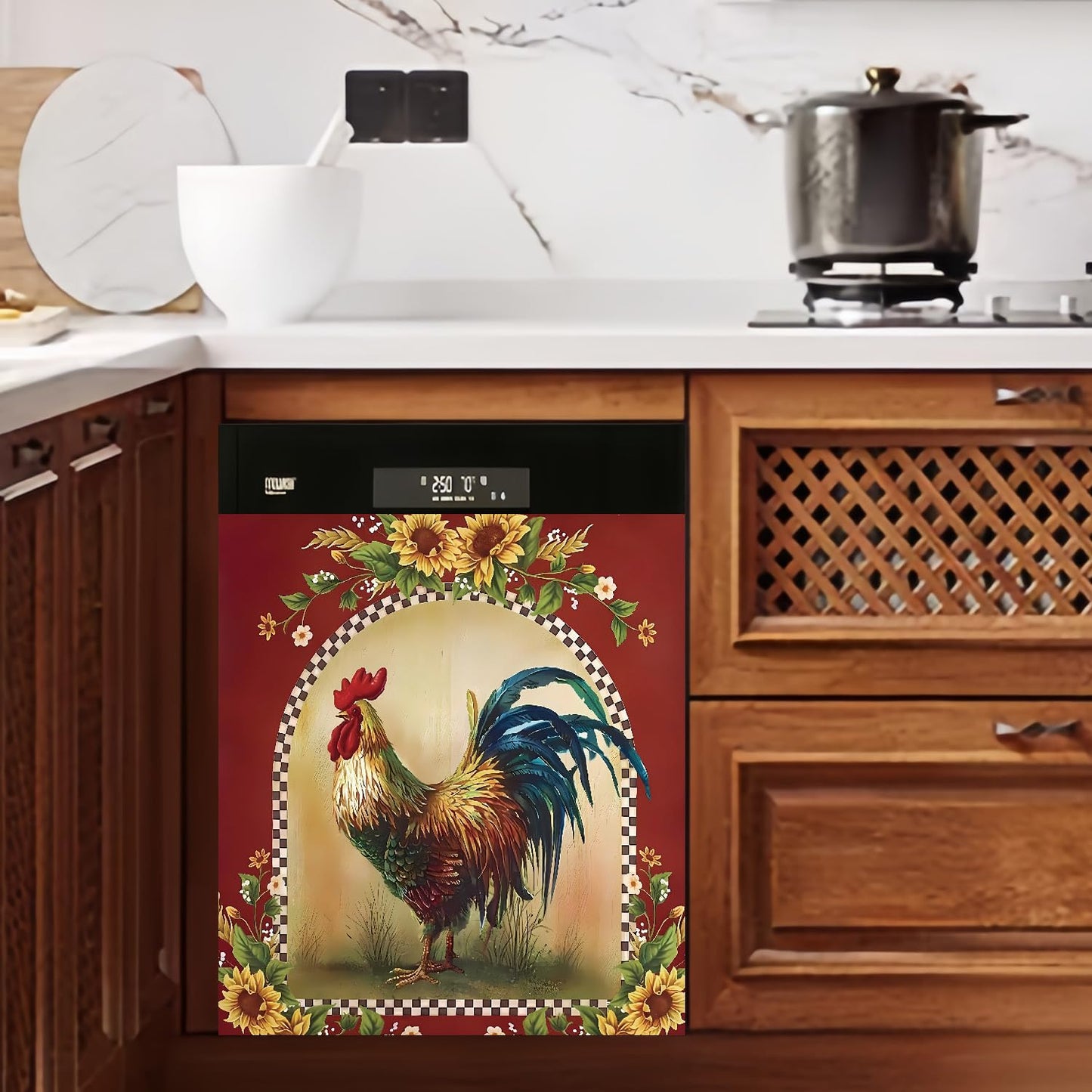 23 W x 26 H inches Dishwasher Cover Decorative Magnet Rooster Kitchen Dishwasher Covers for The Front Dishwasher Door Magnet