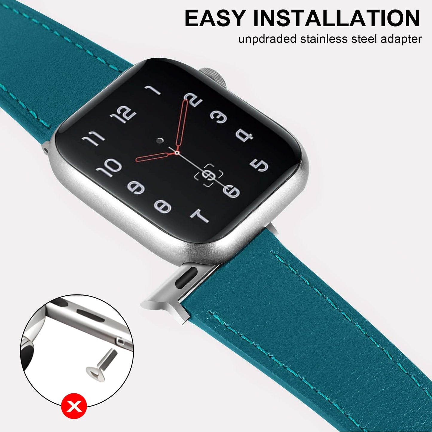 Italy Genuine Leather Bands Women Men Compatible with Apple Watch 38mm 41mm 40mm 42mm 44mm 45mm 46mm 49mm, iWatch Straps Smartwatch Replacement Band for Ultra SE 3/2/1 Series 11 10 9 8 7 6 5 4 3 2 1