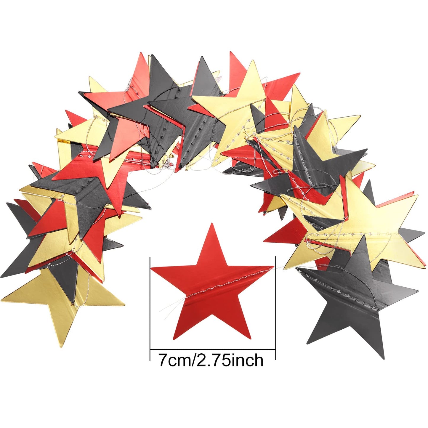 Patelai Glitter Star Garland Banner 2026 Graduation Decor 130 Feet Star Hanging Banner Twinkle Backdrop for Party Birthday Classroom Wedding Supplies(Red, Black, Gold)