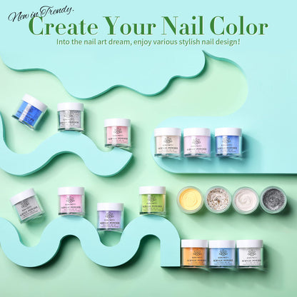 BORN PRETTY Acrylic Nail Kit - Acrylic Powder (Clear, White, Pink) & Liquid Set with Nail Forms, Brush Pen, File & Glass Container - Beginner Friendly