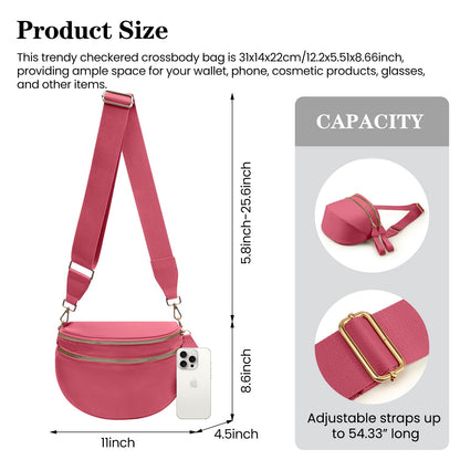 Nylon Crossbody Bags Bum Bag for Women Large Sling Bag Purse with Adjustable Strap（Black）