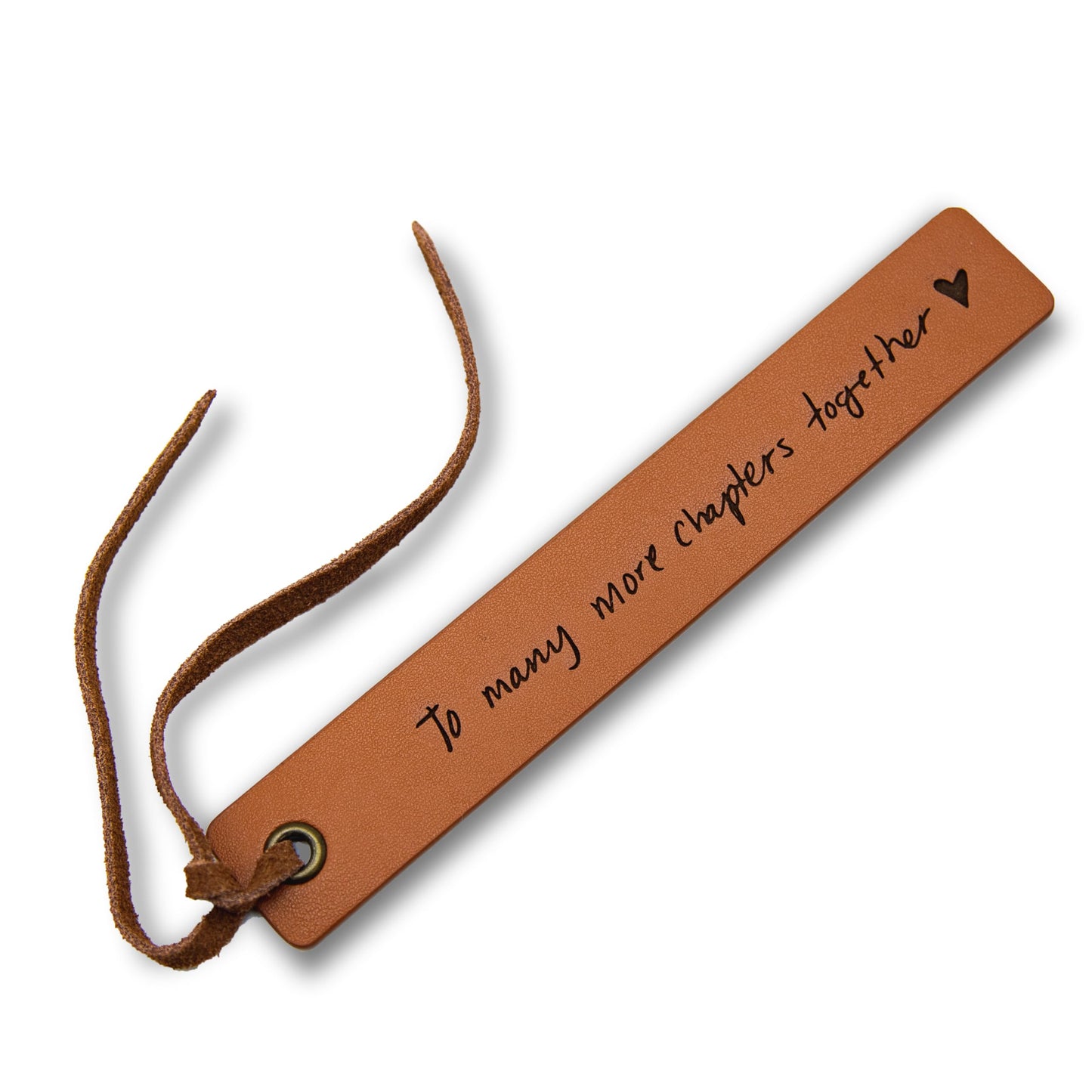Engraved Leather Bookmark - to Many More Chapters Together, Book Club Reading Page Marker, Gift for Book Lover Nerd Bookworm Wife Girlfriend Fiance Third Year Wedding Anniversary Engagement