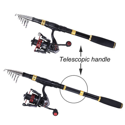 Sougayilang Fishing Rod Combos with Telescopic Fishing Pole Spinning Reels Fishing Carrier Bag for Travel Saltwater Freshwater Fishing(2.4M/7.87FT)