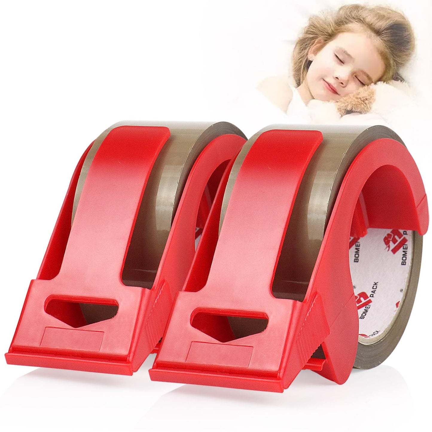 BOMEI PACK Brown Packing Tape,No Noise Packaging Tape with Dispenser,1.88 Inch x 55 Yards,Industrial Grade Packaging Tape for Shipping Moving Sealing,Noiseless Brown Shipping Tape (2)