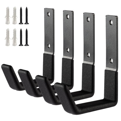 SINCHEEWAY Heavy Duty Steel Hooks - Wall Mount Organizer for Garage & Garden Tools, Hoses & More (4, Small)