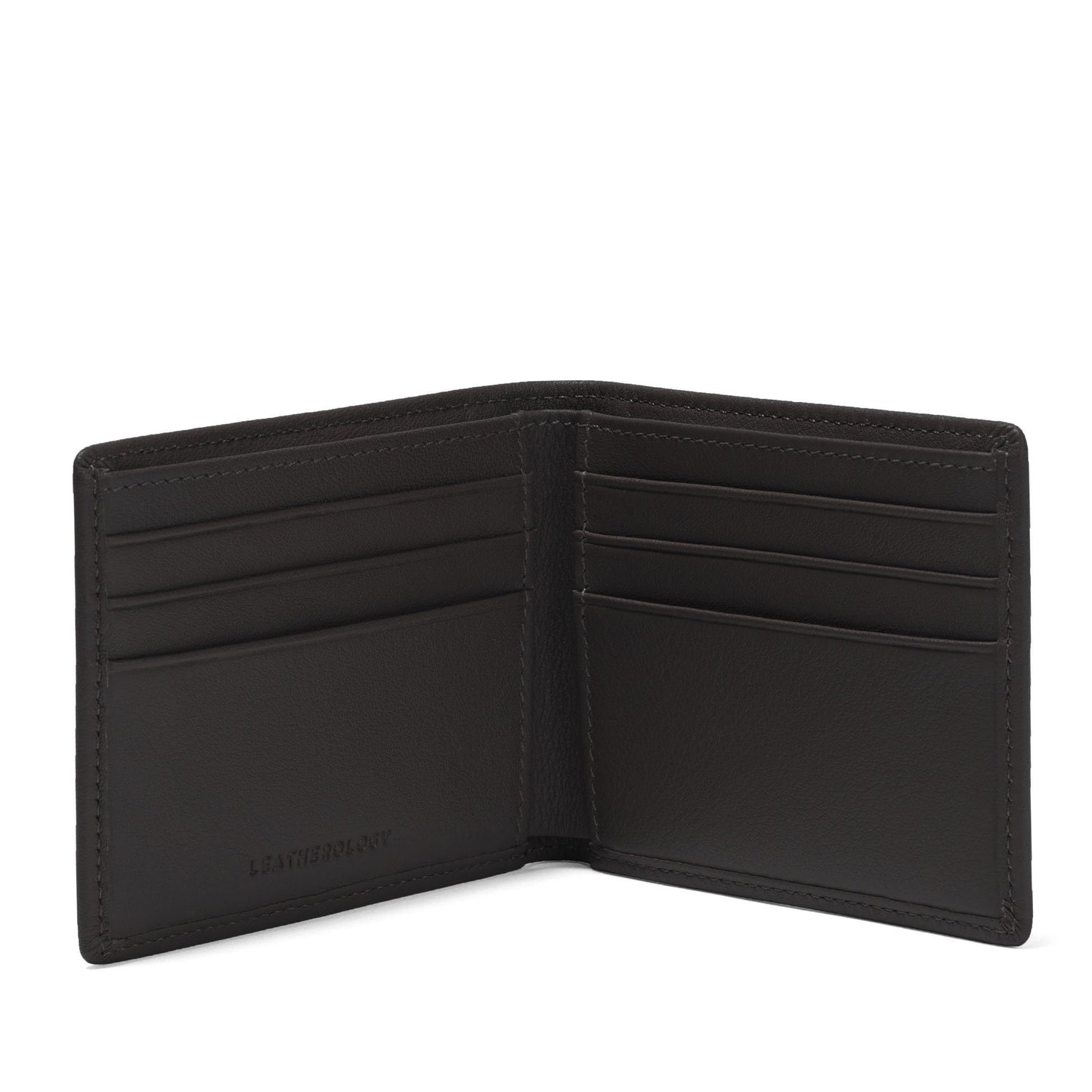Leatherology Black Onyx Thin Bifold Wallet for Men – Slim Front Pocket Wallet with 6 Card Slots, Bill Compartment & 2 Interior Pockets – Minimalist Leather Wallet