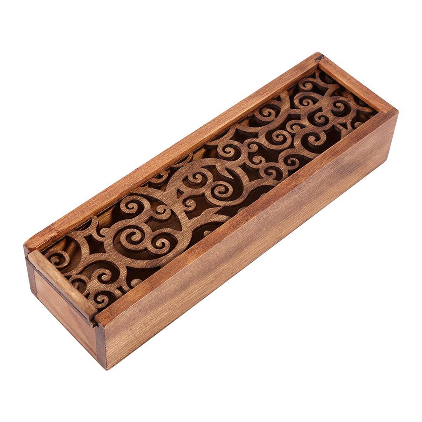 GBSCLOVER Wooden Pen Box, Retro Wood Pen Storage Case with Removable Cover, Multifunctional Pen Storage Wooden Box 7.7x2.2x1.6in for Store Jewelry Cosmetic
