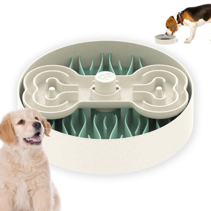 Puzzle Feeder Slow Feeder Dog Bowl for Large Dogs with Non-Slip Base - Adjustable Speed Design, Removable Puzzle Inserts & Dishwasher Safe, Green