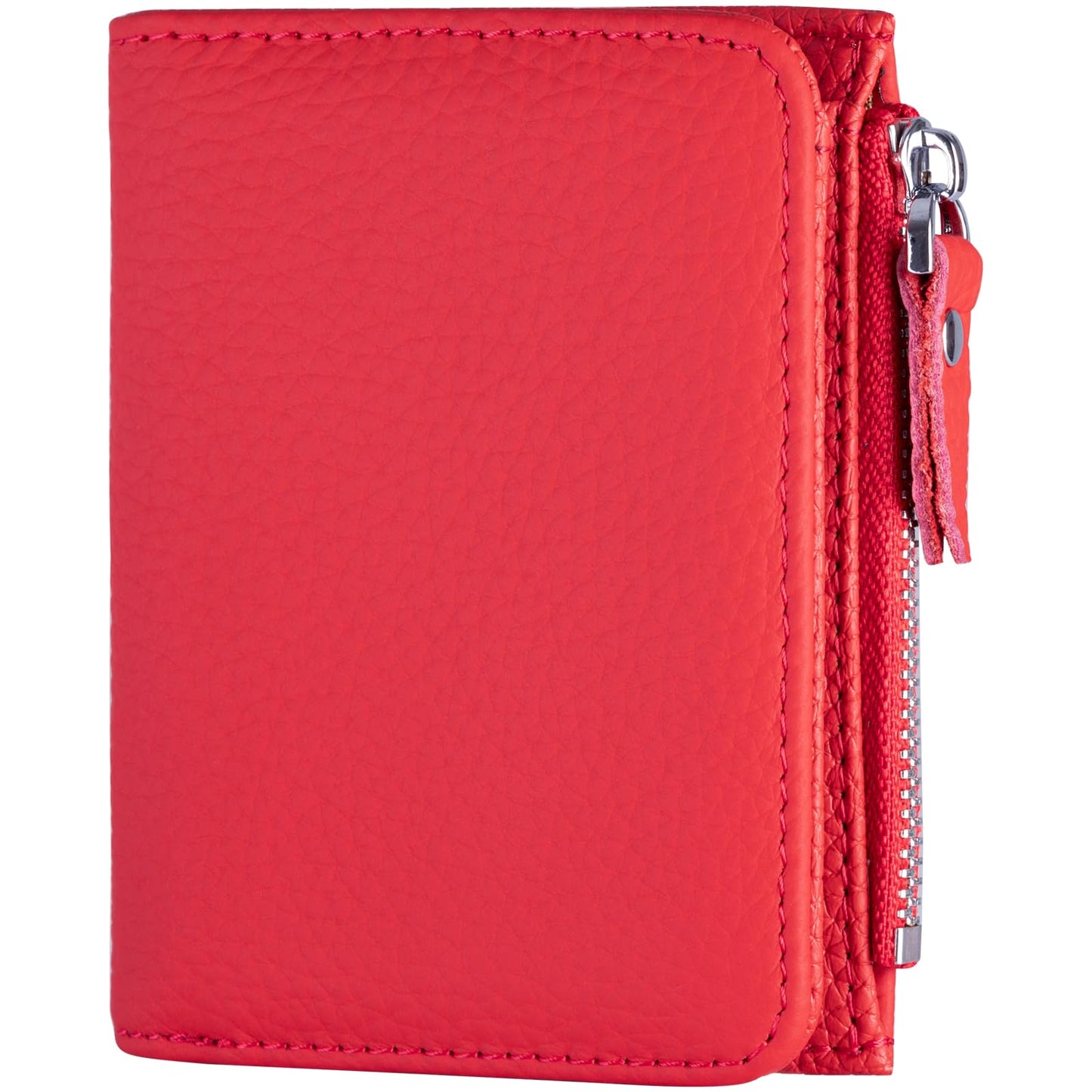 ilovever Small Wallet Women Soft Leather RFID Blocking Card Holder with Zipper Pocket Bifold wallet,Red