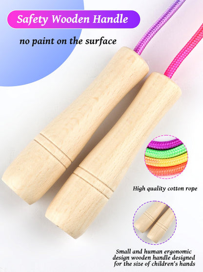 Jump Rope for Kids, Lorvain Adjustable Skipping Rope, Kids Jump Ropes with Wooden Handle for Girls Boys, Weighted Jumping Ropes for Fitness Workout Exercise Outdoor Fun Activity