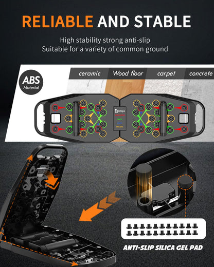 BBTOPS Foldable Push UP Board,Portable 20-in-1 Push UP Bar at Home Gym,Pushup Handles for Floor, Fitness Accessories Training Equipment For Man and Women (Solo-Black)