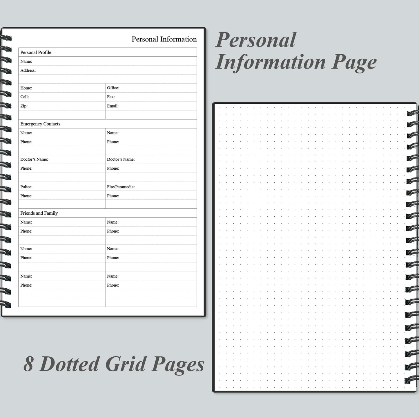 Daily Planner Undated - A5 To Do List Notebook Hourly Schedules, Spiral Appointment Planner for Women and Men, PVC Hardcover, Inner Pocket, Elastic Closure, 5.8" x 8.3", Black