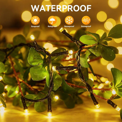 Solar String Lights Outdoor Waterproof 2 Pack Total 66ft 200LED 8 Modes Twinkle Lights Solar Fairy Lights for Patio, Garden Yard Party Wedding Tree Christmas Halloween Decoration, Warm White
