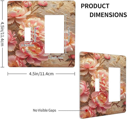 Pink Peonies, Flowers, Floral Arrangement, Blooming, Branches, Leaves, Petals, Gold Background, Botanical Art