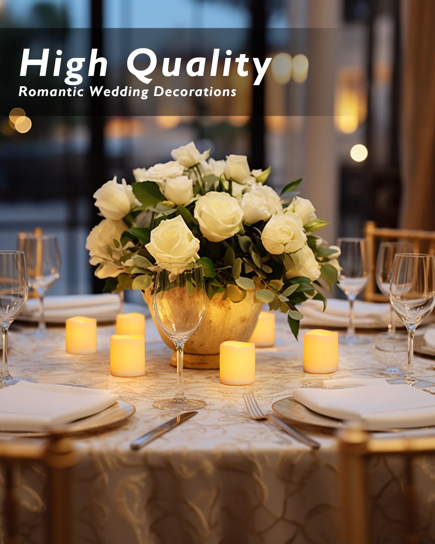 Homemory 100Pack Flickering Flameless Votive Candles, 200+Hour Electric Fake Candles, Battery Operated LED Tealight for Wedding, Outdoor, Table, Festival (Amber Yellow,Battery Included)